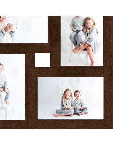 Cornice Multipla per 4 Foto 13x18cm Marrone Scuro in MDF