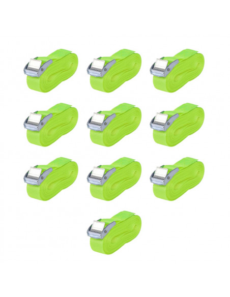 Cinghie 10 pz 0,25 Tonnellate 5mx25 mm Verde Fluo