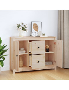 Credenza 100x35x74 cm in Legno Massello di Pino