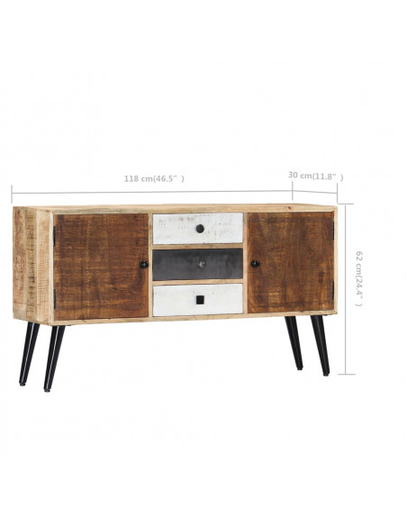 Credenza 118x30x62 cm in Legno Massello di Mango