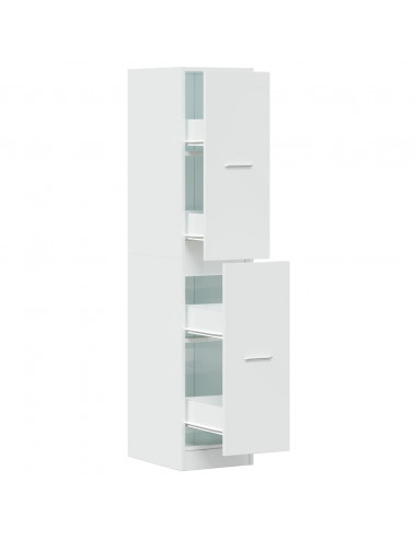 Armadietto da Farmacia Bianco Lucido 30x41x144,5 cm Truciolato