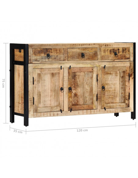 Credenza 120x35x76 cm in Legno Massello di Mango