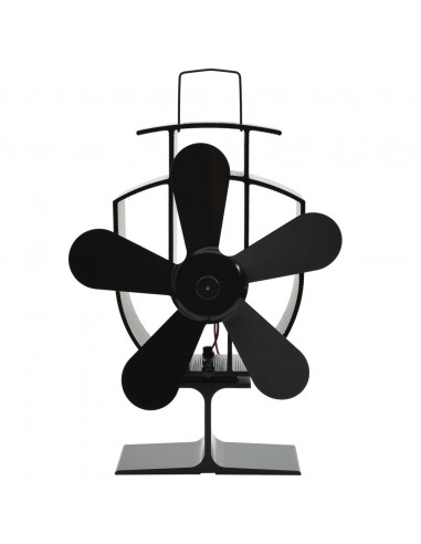 Ventola per Stufa Alimentazione a Calore 5 Lame Nero