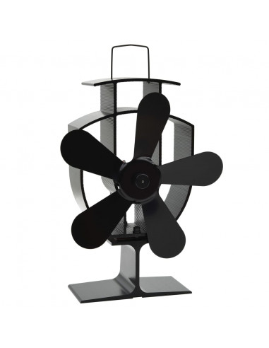 Ventola per Stufa Alimentazione a Calore 5 Lame Nero
