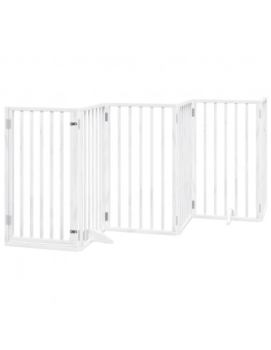 Cancello Cani Porta Pieghevole Bianco 12 Pannelli 600 cm Pioppo