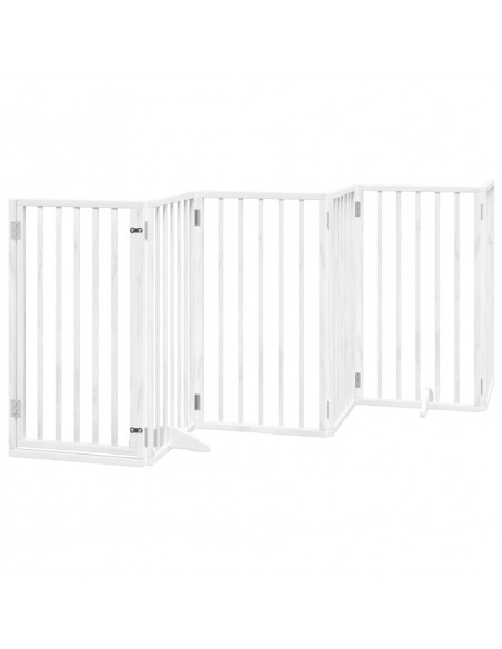 Cancello Cani Porta Pieghevole Bianco 12 Pannelli 600 cm Pioppo