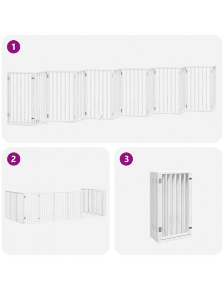 Cancello Cani Porta Pieghevole Bianco 12 Pannelli 600 cm Pioppo
