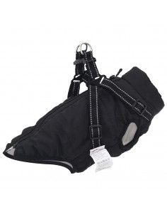 Cappotto Cani con Imbracatura Impermeabile Riflettente Nero M 2