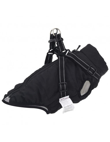 Cappotto Cani con Imbracatura Impermeabile Riflettente Nero M