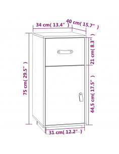 Credenza 34x40x75 cm in Legno Massello di Pino