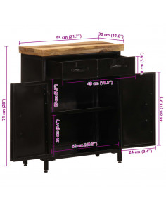 Credenza 55x30x71 cm in Legno Massello di Mango