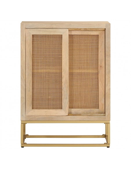Credenza 55x30x76 cm in Legno Massello di Mango e Ferro