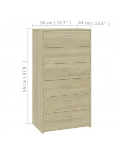 Credenza 6 Cassetti Rovere Sonoma 50x34x96cm Legno Multistrato