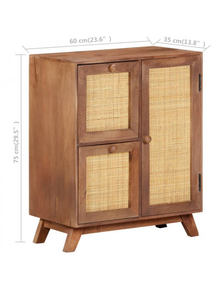 Credenza 60x35x75 cm in Legno Massello di Mango