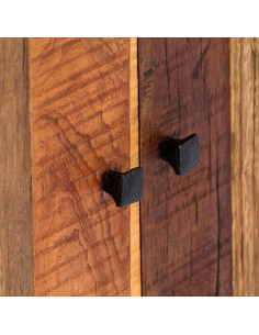 Credenza 60x35x76 cm in Legno Massello di Recupero e Acciaio