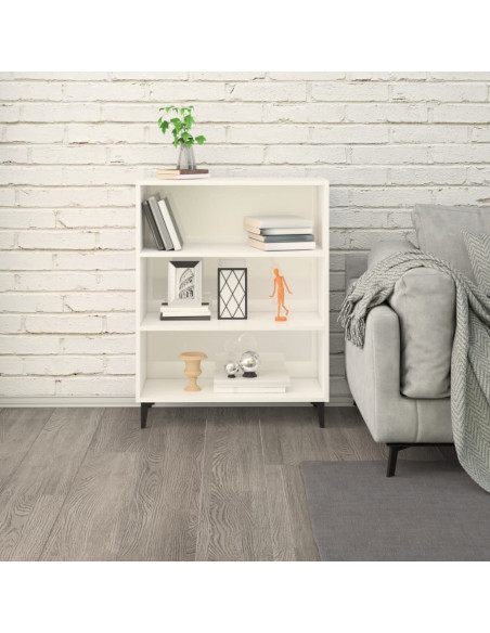 Credenza 69,5x32,5x90 cm Bianco Lucido in Legno Multistrato