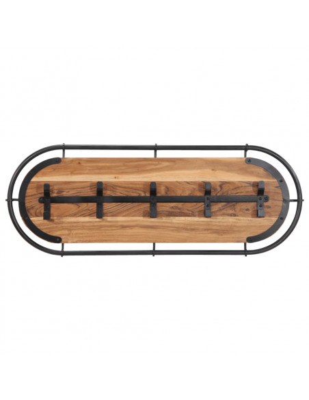 Appendiabiti da Parete con 5 Ganci in Legno Massello di Acacia