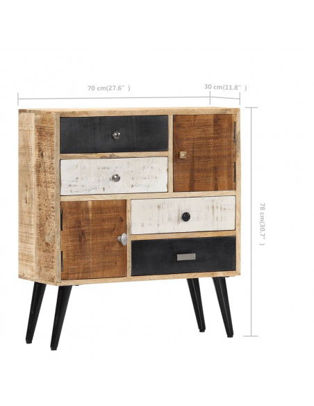 Credenza 70x30x78 cm in Legno Massello di Mango