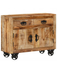 Credenza 80x30x65 cm in Legno Grezzo Massello di Mango