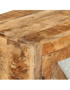 Credenza 80x30x71 cm in Legno Grezzo Massello Mango e Metallo