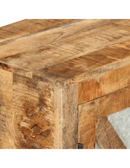 Credenza 80x30x71 cm in Legno Grezzo Massello Mango e Metallo