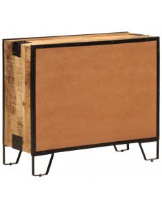 Credenza 80x31x66 cm in Legno Grezzo Massello Mango e Metallo