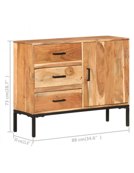 Credenza 88x30x73 cm in Legno Massello di Acacia