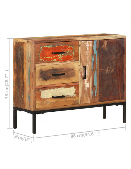 Credenza 88x30x73 cm in Legno Massello di Recupero