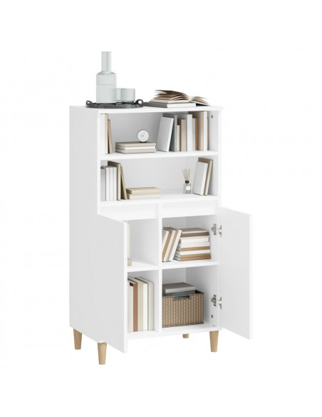 Credenza Alta Bianca 60x36x110 cm in Legno Multistrato