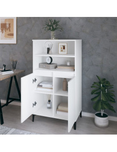 Credenza Alta Bianca 60x36x110 cm in Legno Multistrato