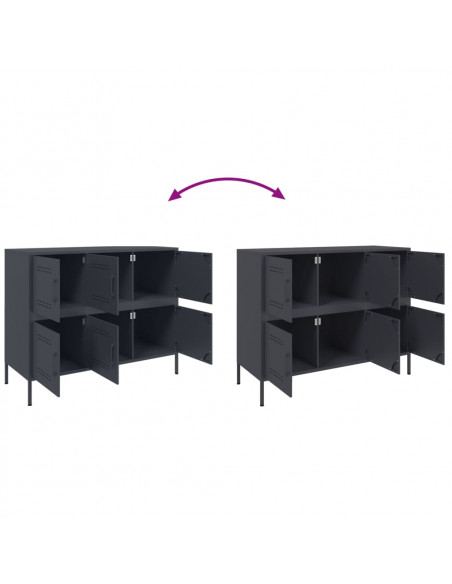 Credenza Antracite 100,5x39x79 cm in Acciaio Laminato a Freddo