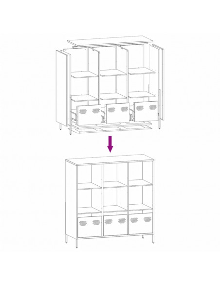 Credenza Antracite 101,5x39x103,5 cm Acciaio