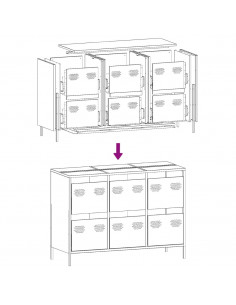 Credenza Antracite 101,5x39x73,5cm in Acciaio Laminato a Freddo
