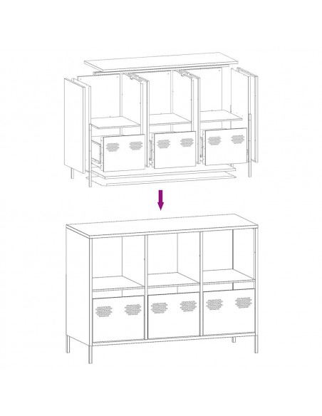 Credenza Antracite 101,5x39x73,5cm in Acciaio Laminato a Freddo