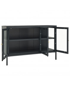 Credenza Antracite 105x35x70 cm in Acciaio e Vetro
