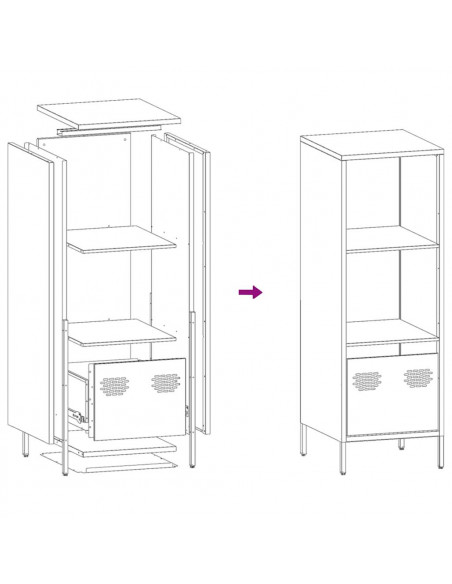 Credenza Antracite 35x39x103,5 cm Acciaio