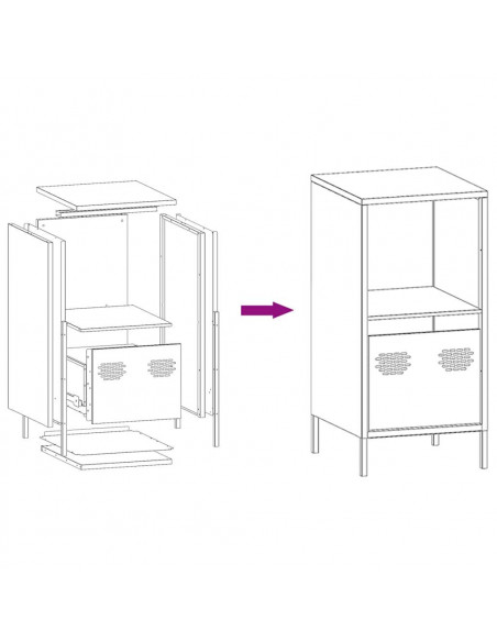 Credenza Antracite 35x39x73,5 cm in Acciaio Laminato a Freddo