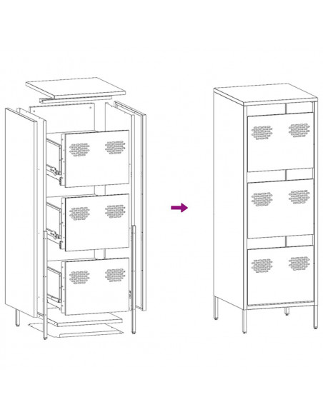 Credenza Antracite 39x35x103,5 cm Acciaio