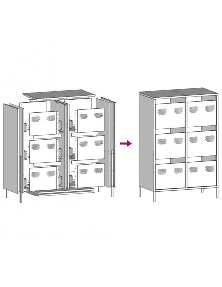 Credenza Antracite 68x39x101,5 cm Acciaio