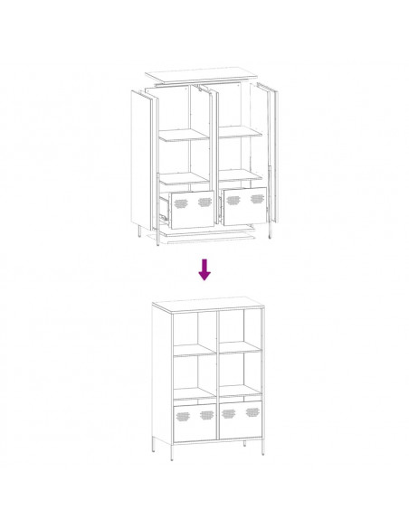 Credenza Antracite 68x39x103,5 cm Acciaio