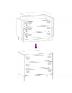 Credenza Antracite 68x39x58,5 cm in Acciaio Laminato a Freddo