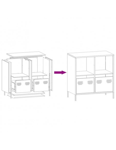 Credenza Antracite 68x39x73,5 cm in Acciaio Laminato a Freddo