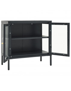 Credenza Antracite 70x35x70 cm in Acciaio e Vetro