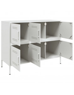 Credenza Bianca 100,5x39x79 cm in Acciaio Laminato a Freddo