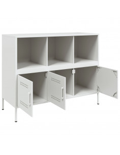 Credenza Bianca 100,5x39x79 cm in Acciaio Laminato a Freddo