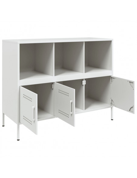 Credenza Bianca 100,5x39x79 cm in Acciaio Laminato a Freddo