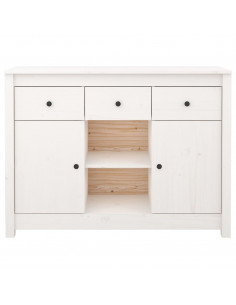 Credenza Bianca 100x35x74,5 cm in Legno Massello di Pino