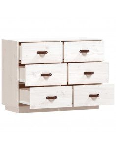 Credenza Bianca 100x40x75 cm in Legno Massello di Pino