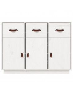 Credenza Bianca 100x40x75 cm in Legno Massello di Pino