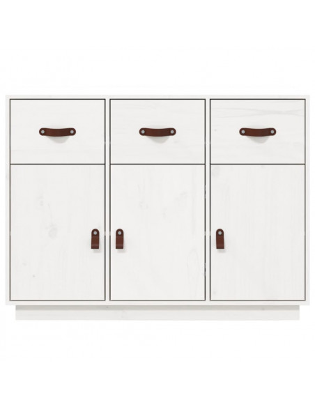 Credenza Bianca 100x40x75 cm in Legno Massello di Pino